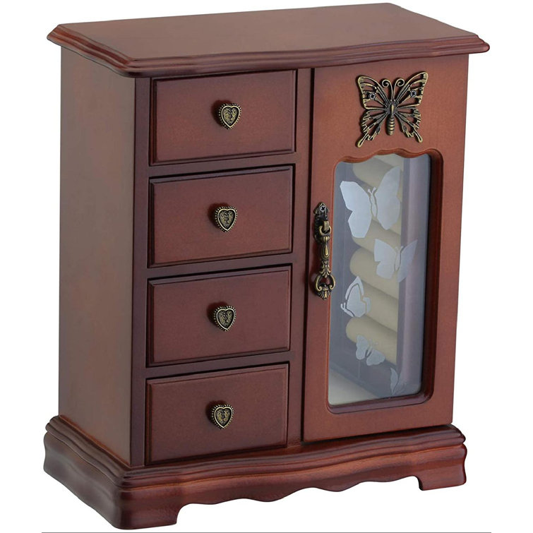 Darby Home Co Solid Wooden Jewelry Box Makeup And Organizer Women Ring